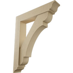 Ekena Millwork - BKTUR0554X30X36OLY01RCPR - Timberthane Faux Wood Olympic Style Bracket w/ Offset Brace, Traditional Ends, 5 1/2"W x 30"D x 36"H, Primed Tan