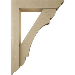 Ekena Millwork - BKTUR0554X30X42OLY01RCPR - Timberthane Faux Wood Olympic Style Bracket w/ Offset Brace, Traditional Ends, 5 1/2"W x 30"D x 42"H, Primed Tan