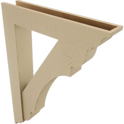 Ekena Millwork - BKTUR0554X30X42OLY01RCPR - Timberthane Faux Wood Olympic Style Bracket w/ Offset Brace, Traditional Ends, 5 1/2"W x 30"D x 42"H, Primed Tan