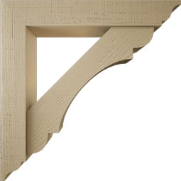 Ekena Millwork - BKTUR0554X32X32OLY01RCPR - Timberthane Faux Wood Olympic Style Bracket w/ Offset Brace, Traditional Ends, 5 1/2"W x 32"D x 32"H, Primed Tan