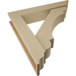 Ekena Millwork - BKTUR0554X32X32OLY01RCPR - Timberthane Faux Wood Olympic Style Bracket w/ Offset Brace, Traditional Ends, 5 1/2"W x 32"D x 32"H, Primed Tan