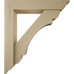 Ekena Millwork - BKTUR0554X32X36OLY01RCPR - Timberthane Faux Wood Olympic Style Bracket w/ Offset Brace, Traditional Ends, 5 1/2"W x 32"D x 36"H, Primed Tan