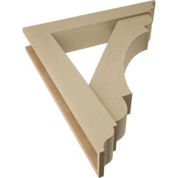 Ekena Millwork - BKTUR0554X32X36OLY01RCPR - Timberthane Faux Wood Olympic Style Bracket w/ Offset Brace, Traditional Ends, 5 1/2"W x 32"D x 36"H, Primed Tan