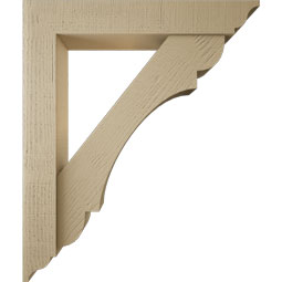 Ekena Millwork - BKTUR0554X32X38OLY01RCPR - Timberthane Faux Wood Olympic Style Bracket w/ Offset Brace, Traditional Ends, 5 1/2"W x 32"D x 38"H, Primed Tan