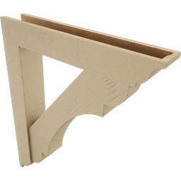 Ekena Millwork - BKTUR0554X32X38OLY01RCPR - Timberthane Faux Wood Olympic Style Bracket w/ Offset Brace, Traditional Ends, 5 1/2"W x 32"D x 38"H, Primed Tan