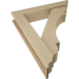 Ekena Millwork - BKTUR0554X32X38OLY01RCPR - Timberthane Faux Wood Olympic Style Bracket w/ Offset Brace, Traditional Ends, 5 1/2"W x 32"D x 38"H, Primed Tan