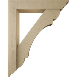 Ekena Millwork - BKTUR0554X32X40OLY01RCPR - Timberthane Faux Wood Olympic Style Bracket w/ Offset Brace, Traditional Ends, 5 1/2"W x 32"D x 40"H, Primed Tan