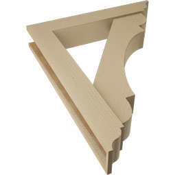 Ekena Millwork - BKTUR0554X32X40OLY01RCPR - Timberthane Faux Wood Olympic Style Bracket w/ Offset Brace, Traditional Ends, 5 1/2"W x 32"D x 40"H, Primed Tan
