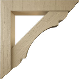 Ekena Millwork - BKTUR0554X34X34OLY01RCPR - Timberthane Faux Wood Olympic Style Bracket w/ Offset Brace, Traditional Ends, 5 1/2"W x 34"D x 34"H, Primed Tan