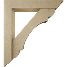Ekena Millwork - BKTUR0554X34X38OLY01RCPR - Timberthane Faux Wood Olympic Style Bracket w/ Offset Brace, Traditional Ends, 5 1/2"W x 34"D x 38"H, Primed Tan