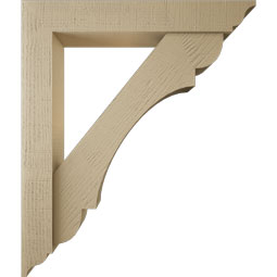 Ekena Millwork - BKTUR0554X34X40OLY01RCPR - Timberthane Faux Wood Olympic Style Bracket w/ Offset Brace, Traditional Ends, 5 1/2"W x 34"D x 40"H, Primed Tan