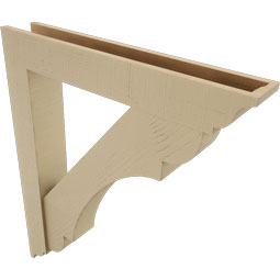 Ekena Millwork - BKTUR0554X34X40OLY01RCPR - Timberthane Faux Wood Olympic Style Bracket w/ Offset Brace, Traditional Ends, 5 1/2"W x 34"D x 40"H, Primed Tan