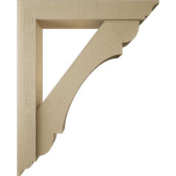 Ekena Millwork - BKTUR0554X34X42OLY01RCPR - Timberthane Faux Wood Olympic Style Bracket w/ Offset Brace, Traditional Ends, 5 1/2"W x 34"D x 42"H, Primed Tan