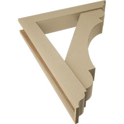Ekena Millwork - BKTUR0554X34X42OLY01RCPR - Timberthane Faux Wood Olympic Style Bracket w/ Offset Brace, Traditional Ends, 5 1/2"W x 34"D x 42"H, Primed Tan