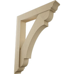Ekena Millwork - BKTUR0554X34X42OLY01RCPR - Timberthane Faux Wood Olympic Style Bracket w/ Offset Brace, Traditional Ends, 5 1/2"W x 34"D x 42"H, Primed Tan