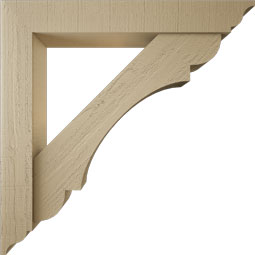 Ekena Millwork - BKTUR0554X36X36OLY01RCPR - Timberthane Faux Wood Olympic Style Bracket w/ Offset Brace, Traditional Ends, 5 1/2"W x 36"D x 36"H, Primed Tan