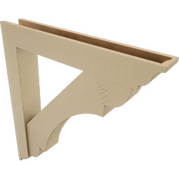 Ekena Millwork - BKTUR0554X36X40OLY01RCPR - Timberthane Faux Wood Olympic Style Bracket w/ Offset Brace, Traditional Ends, 5 1/2"W x 36"D x 40"H, Primed Tan