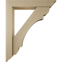 Ekena Millwork - BKTUR0554X36X44OLY01RCPR - Timberthane Faux Wood Olympic Style Bracket w/ Offset Brace, Traditional Ends, 5 1/2"W x 36"D x 44"H, Primed Tan