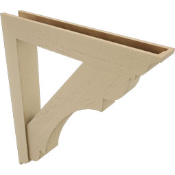 Ekena Millwork - BKTUR0554X36X44OLY01RCPR - Timberthane Faux Wood Olympic Style Bracket w/ Offset Brace, Traditional Ends, 5 1/2"W x 36"D x 44"H, Primed Tan