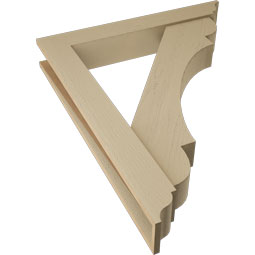 Ekena Millwork - BKTUR0554X36X44OLY01RCPR - Timberthane Faux Wood Olympic Style Bracket w/ Offset Brace, Traditional Ends, 5 1/2"W x 36"D x 44"H, Primed Tan