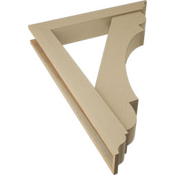 Ekena Millwork - BKTUR0554X36X48OLY01RCPR - Timberthane Faux Wood Olympic Style Bracket w/ Offset Brace, Traditional Ends, 5 1/2"W x 36"D x 48"H, Primed Tan
