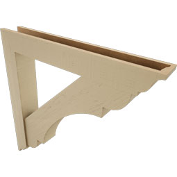 Ekena Millwork - BKTUR0554X38X38OLY01RCPR - Timberthane Faux Wood Olympic Style Bracket w/ Offset Brace, Traditional Ends, 5 1/2"W x 38"D x 38"H, Primed Tan