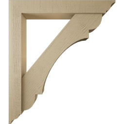 Ekena Millwork - BKTUR0554X38X44OLY01RCPR - Timberthane Faux Wood Olympic Style Bracket w/ Offset Brace, Traditional Ends, 5 1/2"W x 38"D x 44"H, Primed Tan