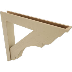 Ekena Millwork - BKTUR0554X40X40OLY01RCPR - Timberthane Faux Wood Olympic Style Bracket w/ Offset Brace, Traditional Ends, 5 1/2"W x 40"D x 40"H, Primed Tan