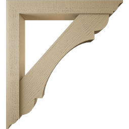 Ekena Millwork - BKTUR0554X40X44OLY01RCPR - Timberthane Faux Wood Olympic Style Bracket w/ Offset Brace, Traditional Ends, 5 1/2"W x 40"D x 44"H, Primed Tan
