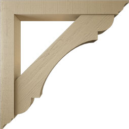 Ekena Millwork - BKTUR0554X42X42OLY01RCPR - Timberthane Faux Wood Olympic Style Bracket w/ Offset Brace, Traditional Ends, 5 1/2"W x 42"D x 42"H, Primed Tan