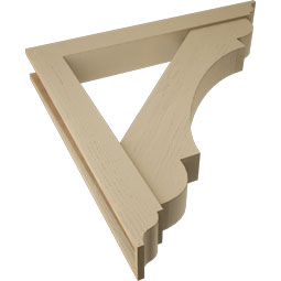 Ekena Millwork - BKTUR0554X42X42OLY01RCPR - Timberthane Faux Wood Olympic Style Bracket w/ Offset Brace, Traditional Ends, 5 1/2"W x 42"D x 42"H, Primed Tan