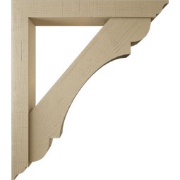 Ekena Millwork - BKTUR0554X42X48OLY01RCPR - Timberthane Faux Wood Olympic Style Bracket w/ Offset Brace, Traditional Ends, 5 1/2"W x 42"D x 48"H, Primed Tan