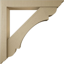 Ekena Millwork - BKTUR0554X44X44OLY01RCPR - Timberthane Faux Wood Olympic Style Bracket w/ Offset Brace, Traditional Ends, 5 1/2"W x 44"D x 44"H, Primed Tan
