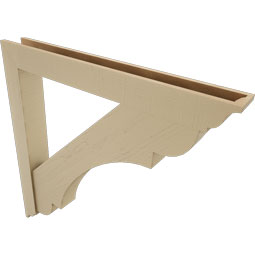 Ekena Millwork - BKTUR0554X46X46OLY01RCPR - Timberthane Faux Wood Olympic Style Bracket w/ Offset Brace, Traditional Ends, 5 1/2"W x 46"D x 46"H, Primed Tan