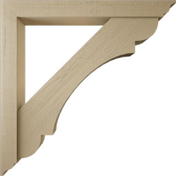Ekena Millwork - BKTUR0554X48X48OLY01RCPR - Timberthane Faux Wood Olympic Style Bracket w/ Offset Brace, Traditional Ends, 5 1/2"W x 48"D x 48"H, Primed Tan