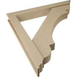 Ekena Millwork - BKTUR0554X48X48OLY01RCPR - Timberthane Faux Wood Olympic Style Bracket w/ Offset Brace, Traditional Ends, 5 1/2"W x 48"D x 48"H, Primed Tan