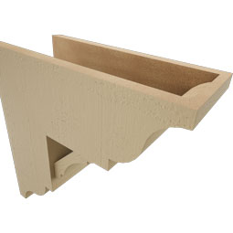 Ekena Millwork - BKTUR0756X18X18OLY01RCPR - Timberthane Faux Wood Olympic Style Bracket w/ Offset Brace, Traditional Ends, 7 1/2"W x 18"D x 18"H, Primed Tan