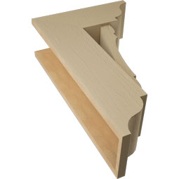 Ekena Millwork - BKTUR0756X18X30OLY01RCPR - Timberthane Faux Wood Olympic Style Bracket w/ Offset Brace, Traditional Ends, 7 1/2"W x 18"D x 30"H, Primed Tan