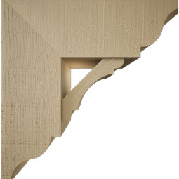 Ekena Millwork - BKTUR0756X20X20OLY01RCPR - Timberthane Faux Wood Olympic Style Bracket w/ Offset Brace, Traditional Ends, 7 1/2"W x 20"D x 20"H, Primed Tan