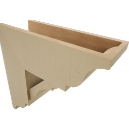Ekena Millwork - BKTUR0756X20X20OLY01RCPR - Timberthane Faux Wood Olympic Style Bracket w/ Offset Brace, Traditional Ends, 7 1/2"W x 20"D x 20"H, Primed Tan