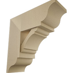 Ekena Millwork - BKTUR0756X20X20OLY01RCPR - Timberthane Faux Wood Olympic Style Bracket w/ Offset Brace, Traditional Ends, 7 1/2"W x 20"D x 20"H, Primed Tan