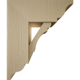 Ekena Millwork - BKTUR0756X20X24OLY01RCPR - Timberthane Faux Wood Olympic Style Bracket w/ Offset Brace, Traditional Ends, 7 1/2"W x 20"D x 24"H, Primed Tan