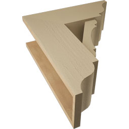 Ekena Millwork - BKTUR0756X20X24OLY01RCPR - Timberthane Faux Wood Olympic Style Bracket w/ Offset Brace, Traditional Ends, 7 1/2"W x 20"D x 24"H, Primed Tan