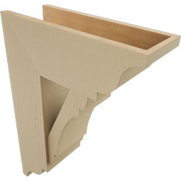 Ekena Millwork - BKTUR0756X20X28OLY01RCPR - Timberthane Faux Wood Olympic Style Bracket w/ Offset Brace, Traditional Ends, 7 1/2"W x 20"D x 28"H, Primed Tan