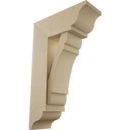Ekena Millwork - BKTUR0756X20X32OLY01RCPR - Timberthane Faux Wood Olympic Style Bracket w/ Offset Brace, Traditional Ends, 7 1/2"W x 20"D x 32"H, Primed Tan