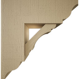 Ekena Millwork - BKTUR0756X22X22OLY01RCPR - Timberthane Faux Wood Olympic Style Bracket w/ Offset Brace, Traditional Ends, 7 1/2"W x 22"D x 22"H, Primed Tan