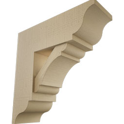 Ekena Millwork - BKTUR0756X22X22OLY01RCPR - Timberthane Faux Wood Olympic Style Bracket w/ Offset Brace, Traditional Ends, 7 1/2"W x 22"D x 22"H, Primed Tan