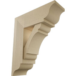 Ekena Millwork - BKTUR0756X22X26OLY01RCPR - Timberthane Faux Wood Olympic Style Bracket w/ Offset Brace, Traditional Ends, 7 1/2"W x 22"D x 26"H, Primed Tan