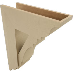 Ekena Millwork - BKTUR0756X22X30OLY01RCPR - Timberthane Faux Wood Olympic Style Bracket w/ Offset Brace, Traditional Ends, 7 1/2"W x 22"D x 30"H, Primed Tan