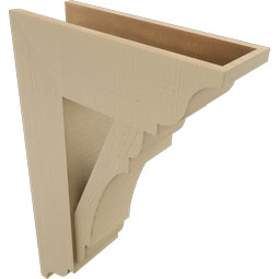 Ekena Millwork - BKTUR0756X22X34OLY01RCPR - Timberthane Faux Wood Olympic Style Bracket w/ Offset Brace, Traditional Ends, 7 1/2"W x 22"D x 34"H, Primed Tan